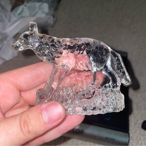 Vintage Art Glass Wolf Figurine, Unmarked